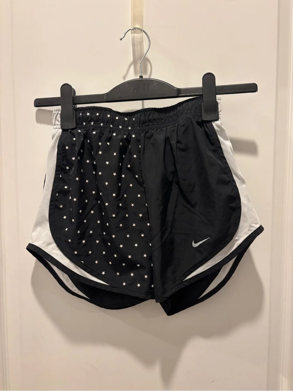 Nike Black Star-Print Athletic Shorts with White Side Panels